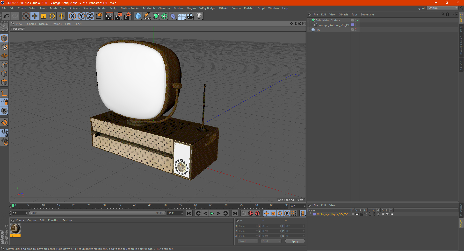 Vintage Antique 50s TV 3D