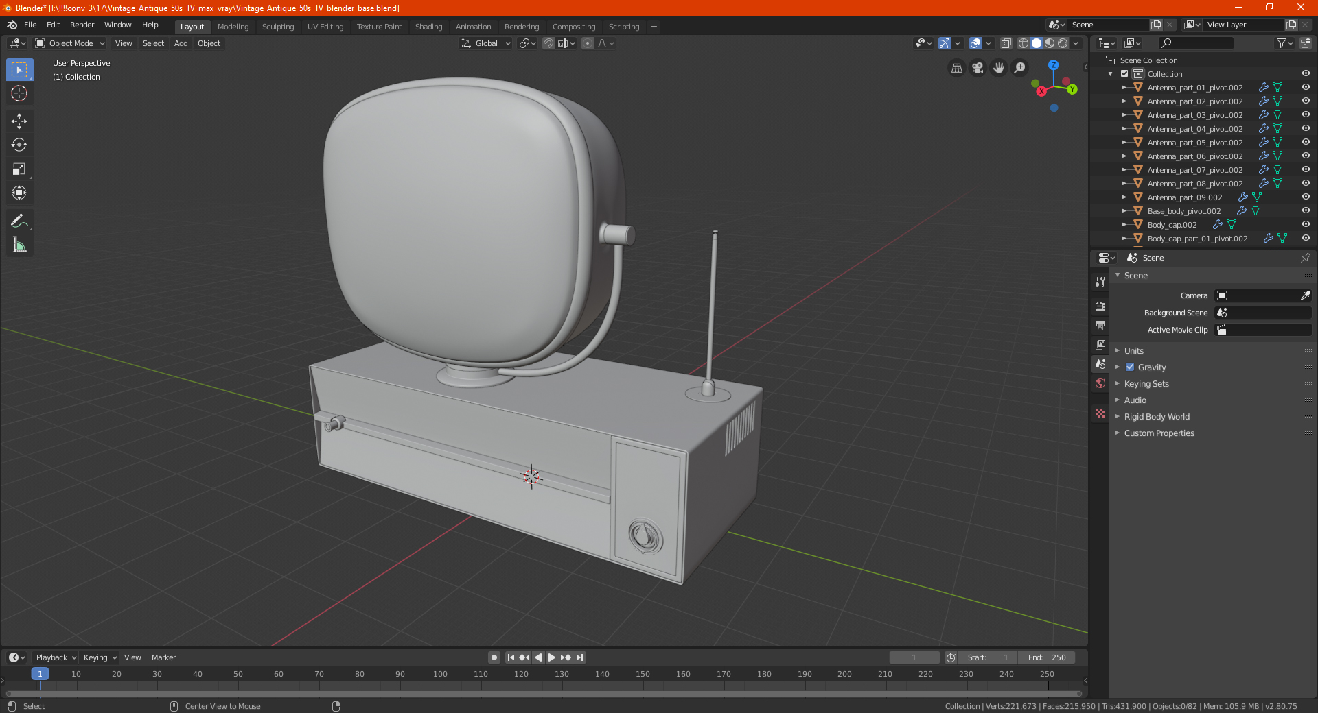 Vintage Antique 50s TV 3D