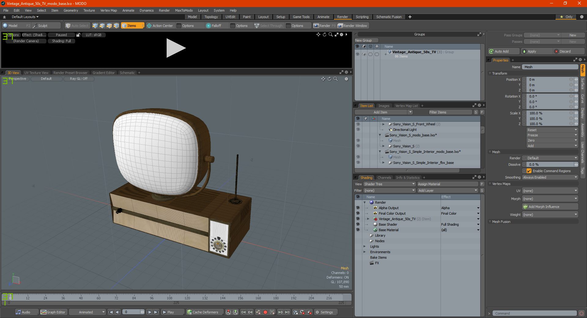 Vintage Antique 50s TV 3D