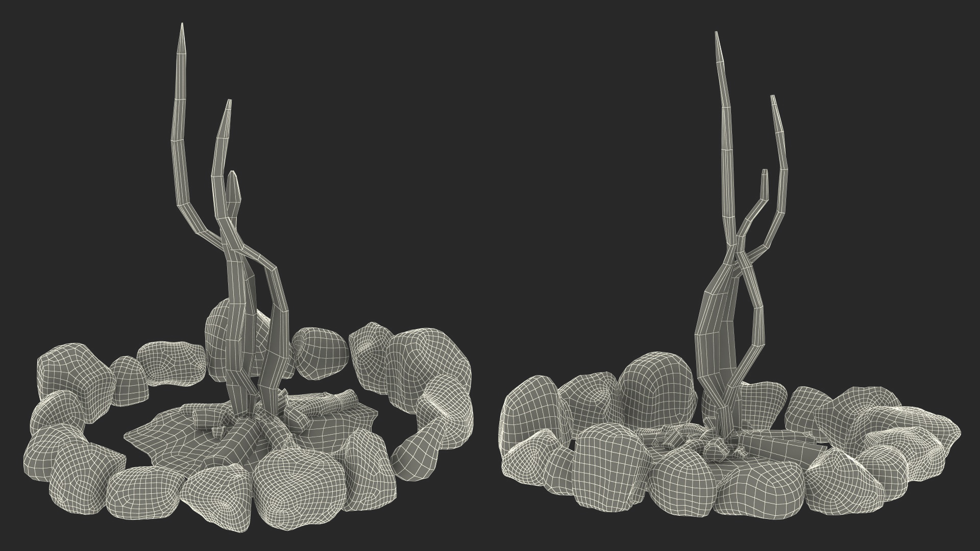 3D model Extinct Bonfire and Smoke