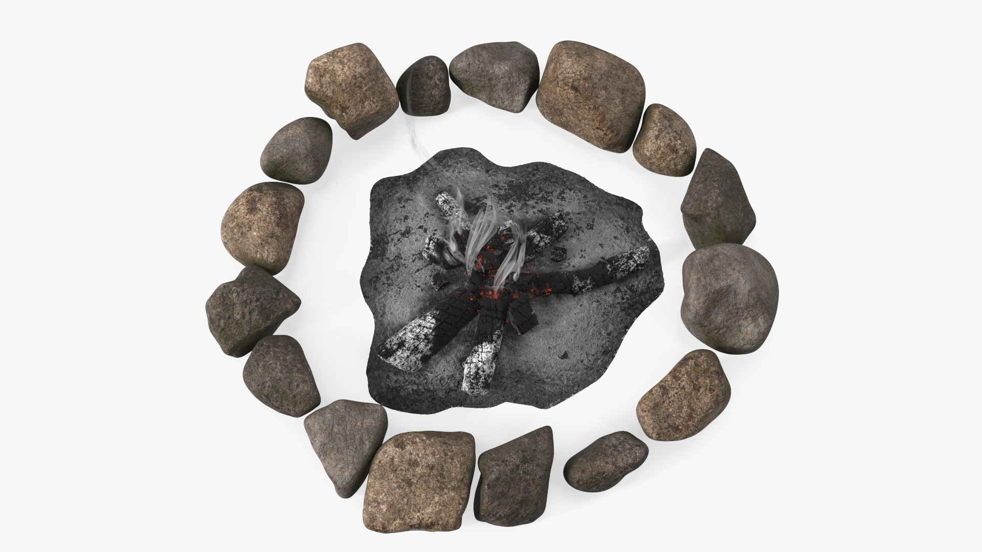 3D model Extinct Bonfire and Smoke