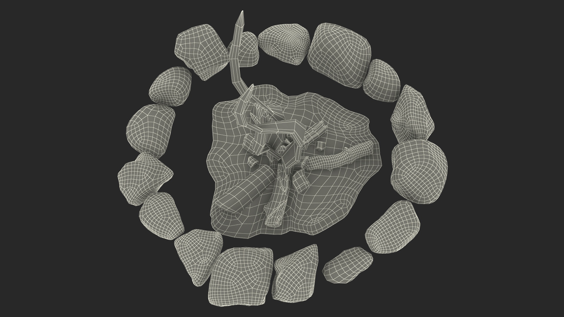 3D model Extinct Bonfire and Smoke