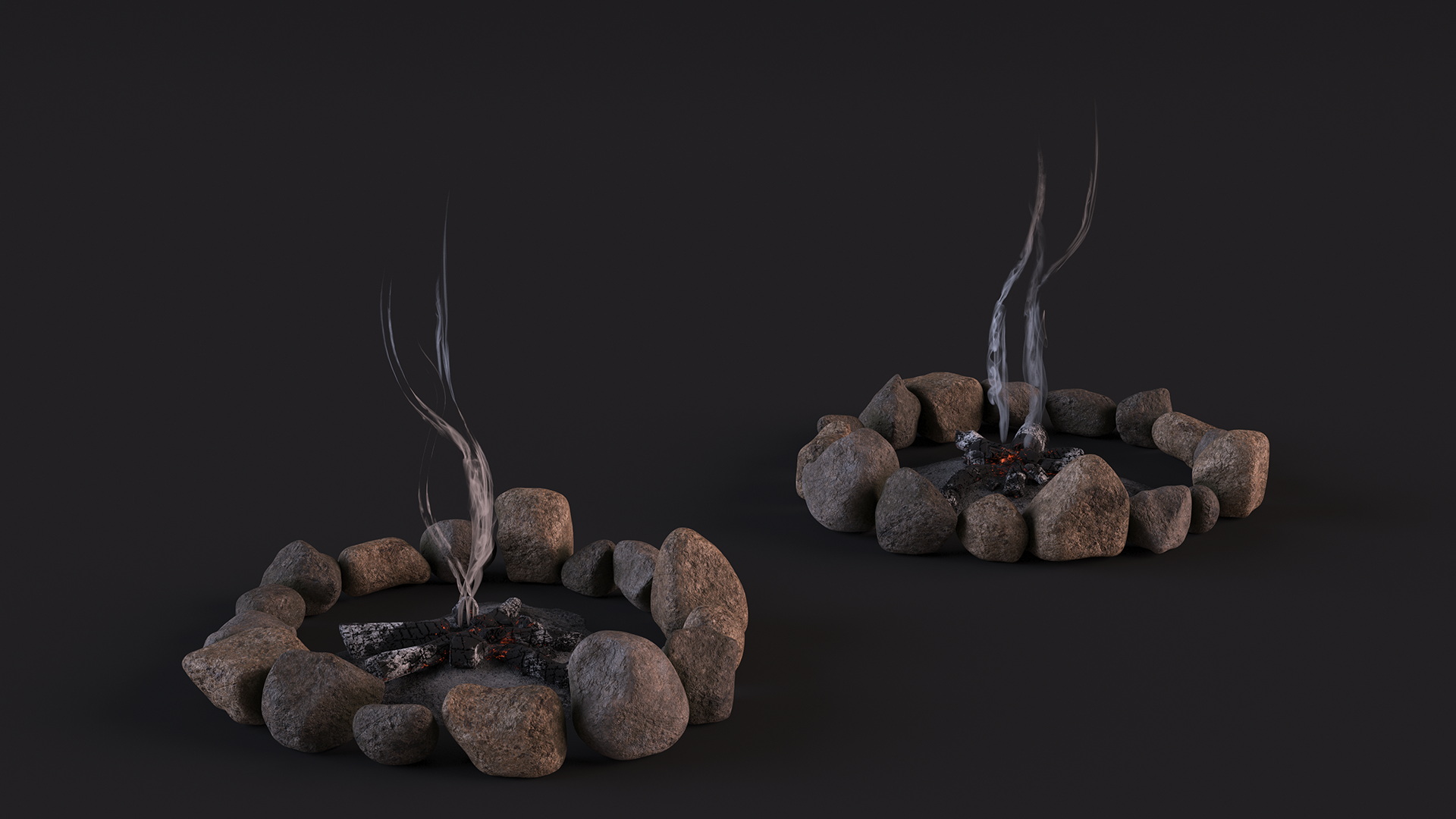 3D model Extinct Bonfire and Smoke