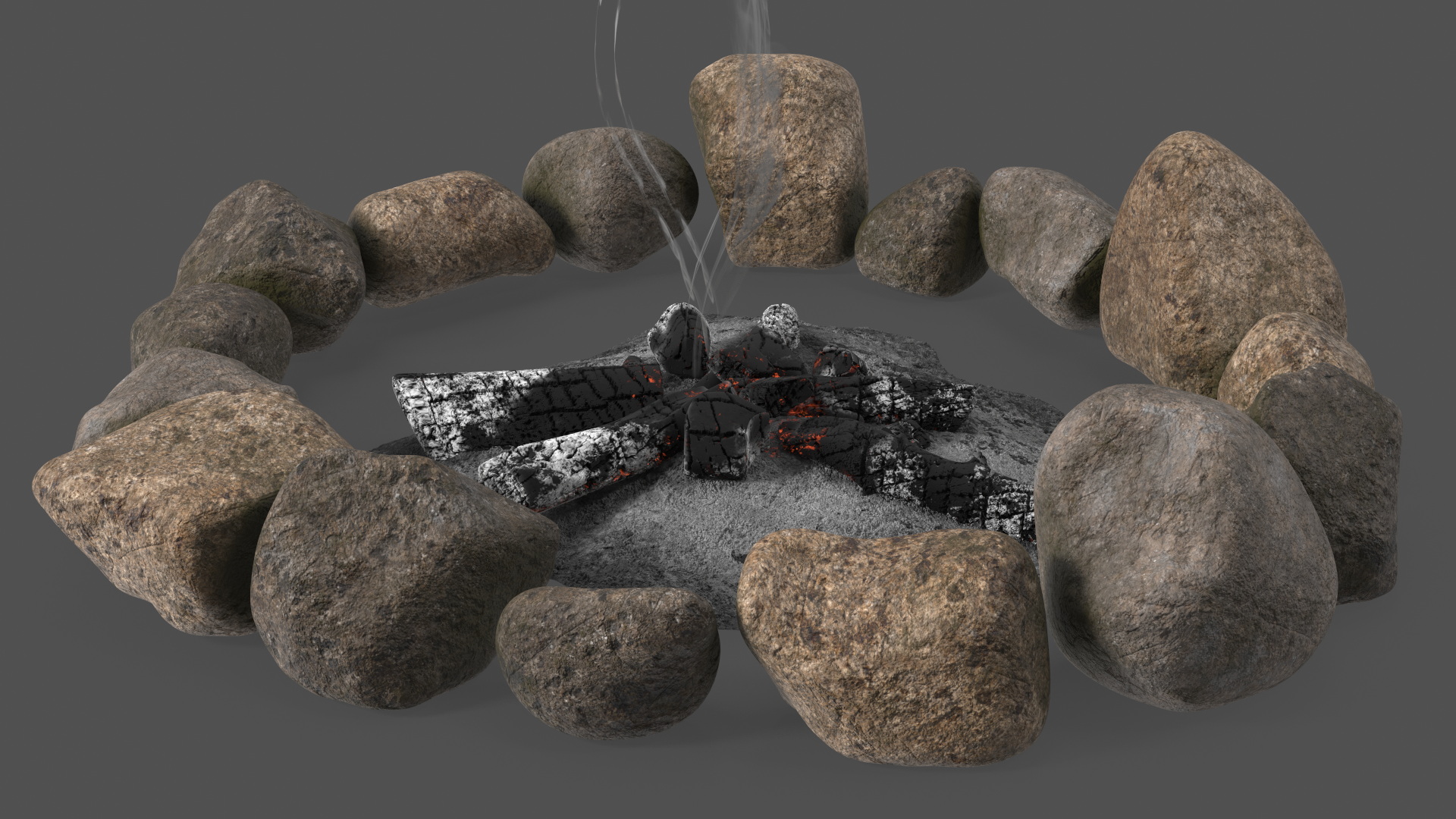3D model Extinct Bonfire and Smoke