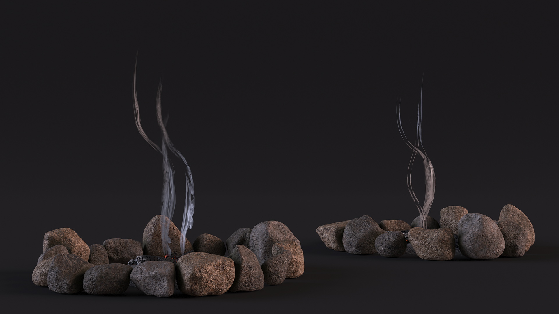 3D model Extinct Bonfire and Smoke