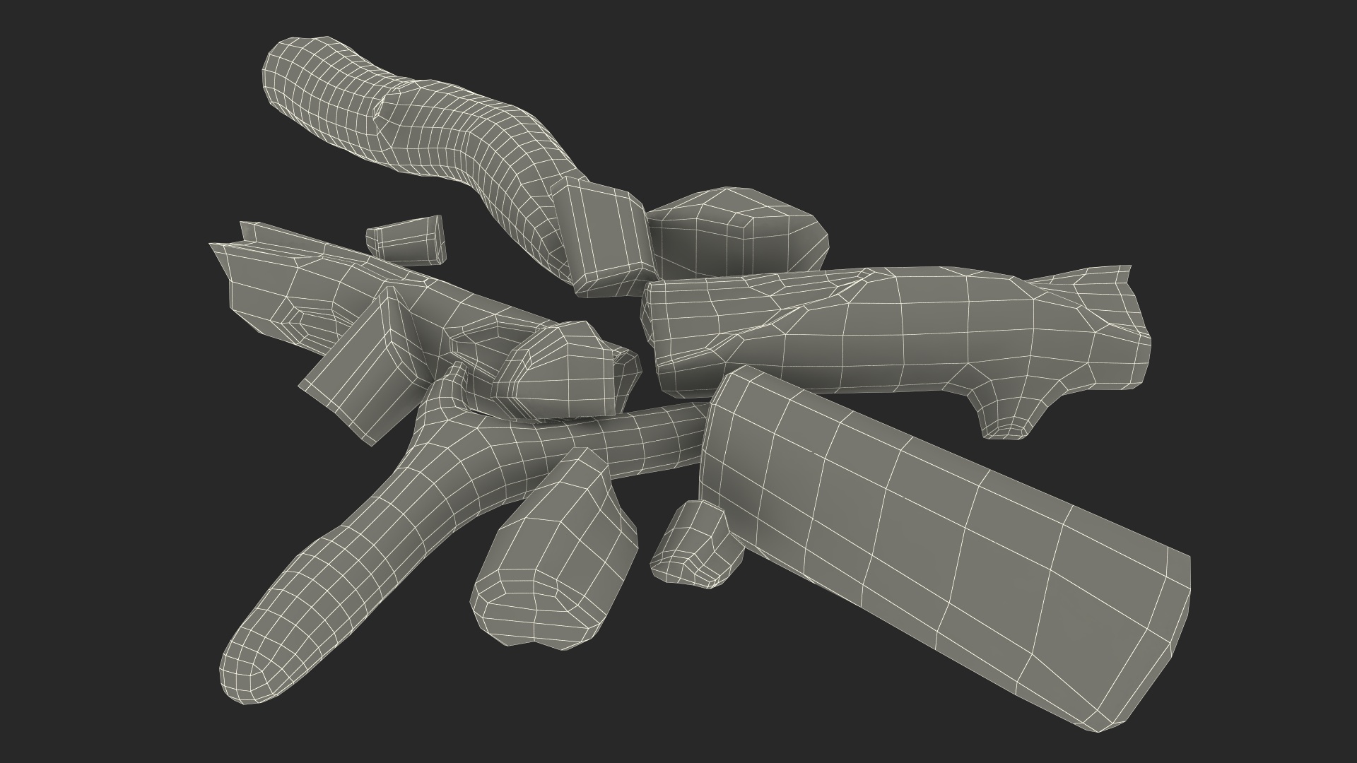 3D model Extinct Bonfire and Smoke
