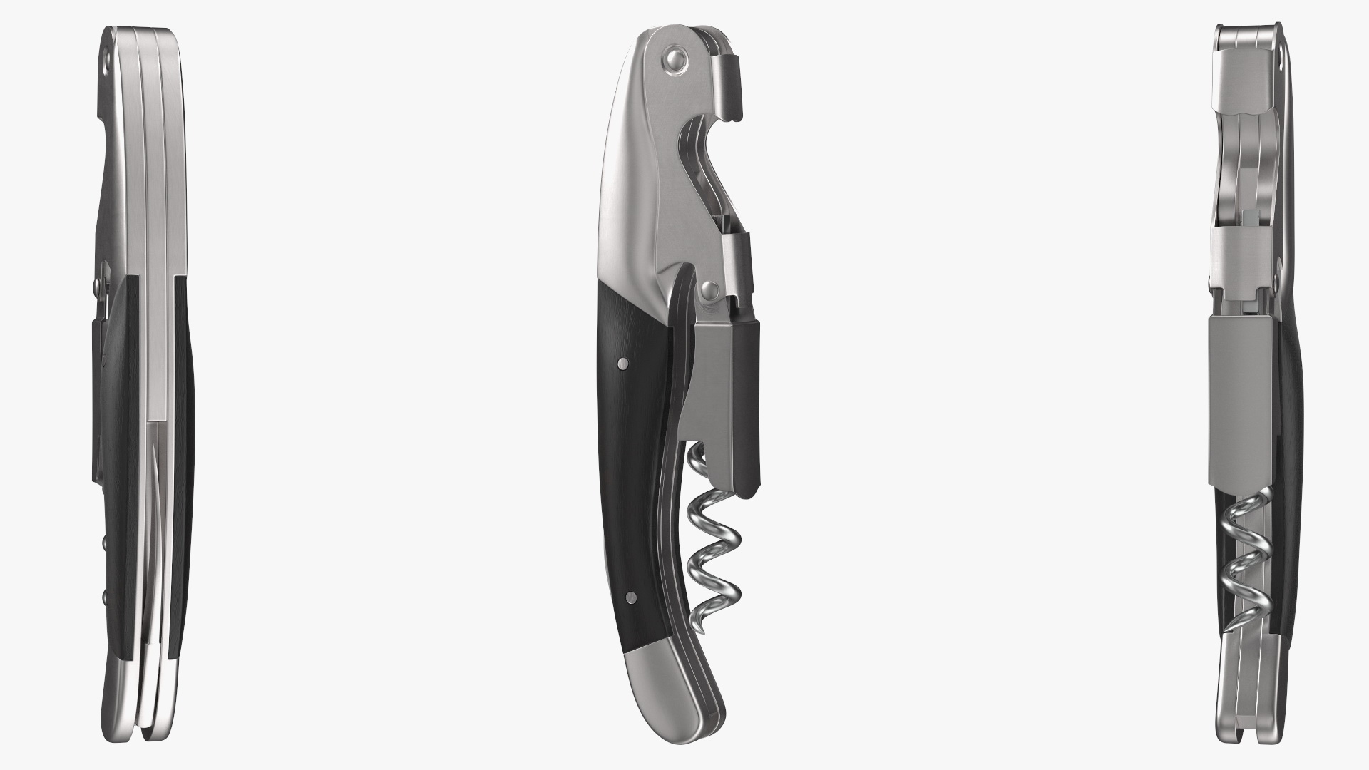 3D model Waiters Corkscrew Black Wood Handle Fold