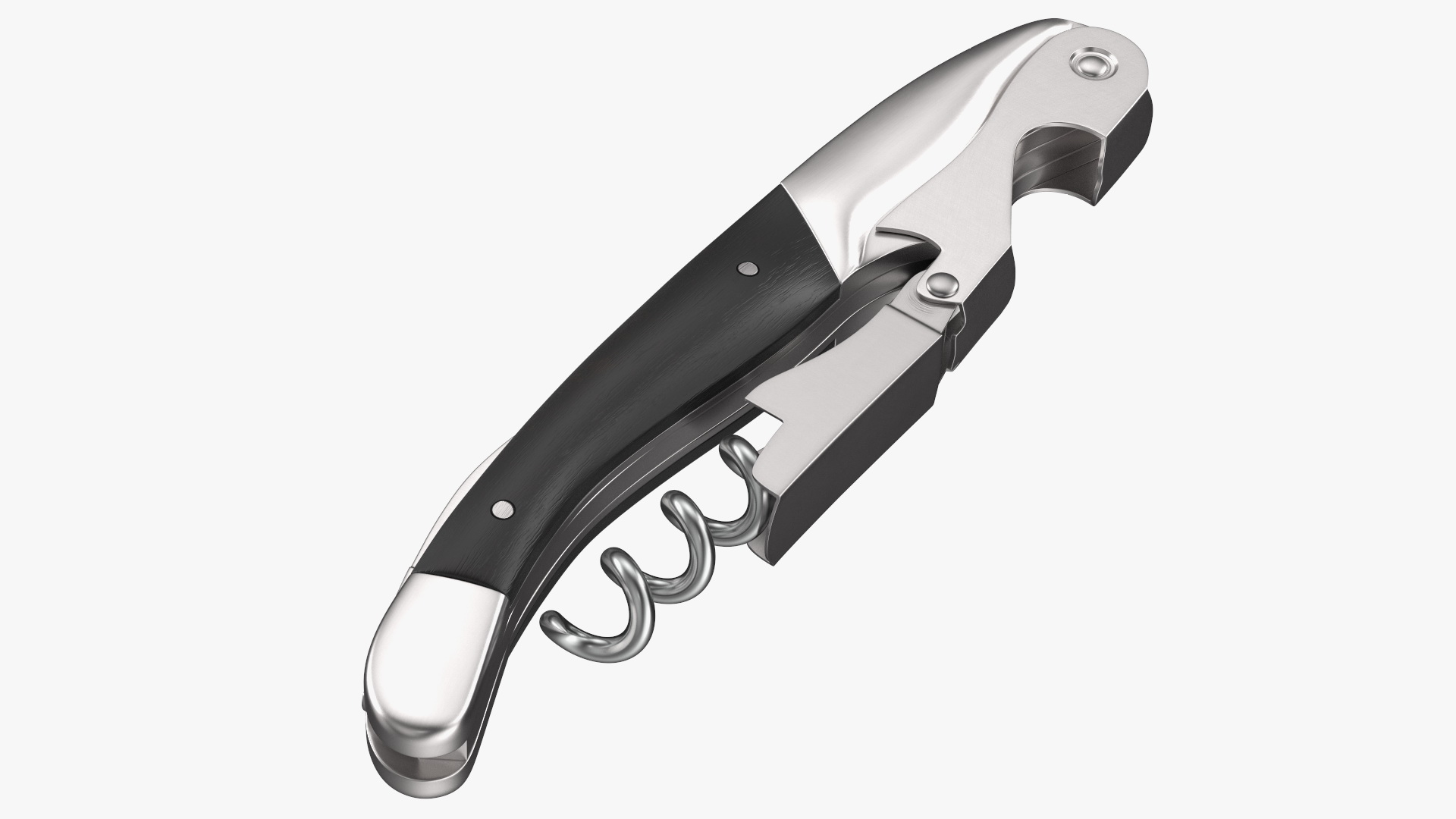 3D model Waiters Corkscrew Black Wood Handle Fold