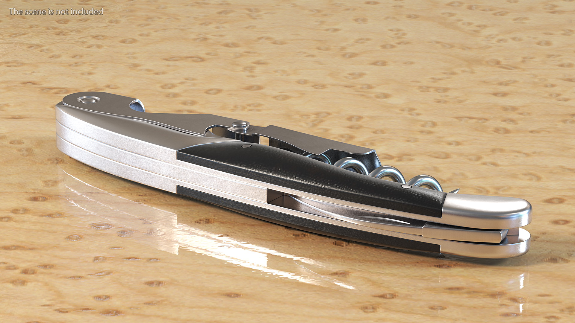 3D model Waiters Corkscrew Black Wood Handle Fold