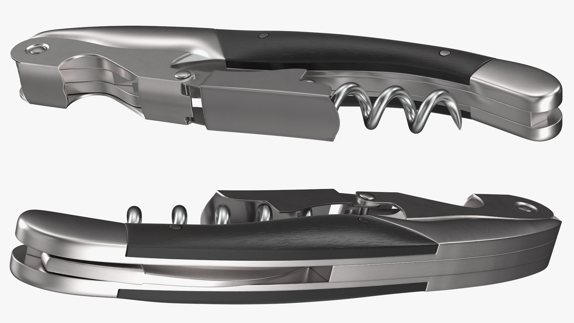 3D model Waiters Corkscrew Black Wood Handle Fold