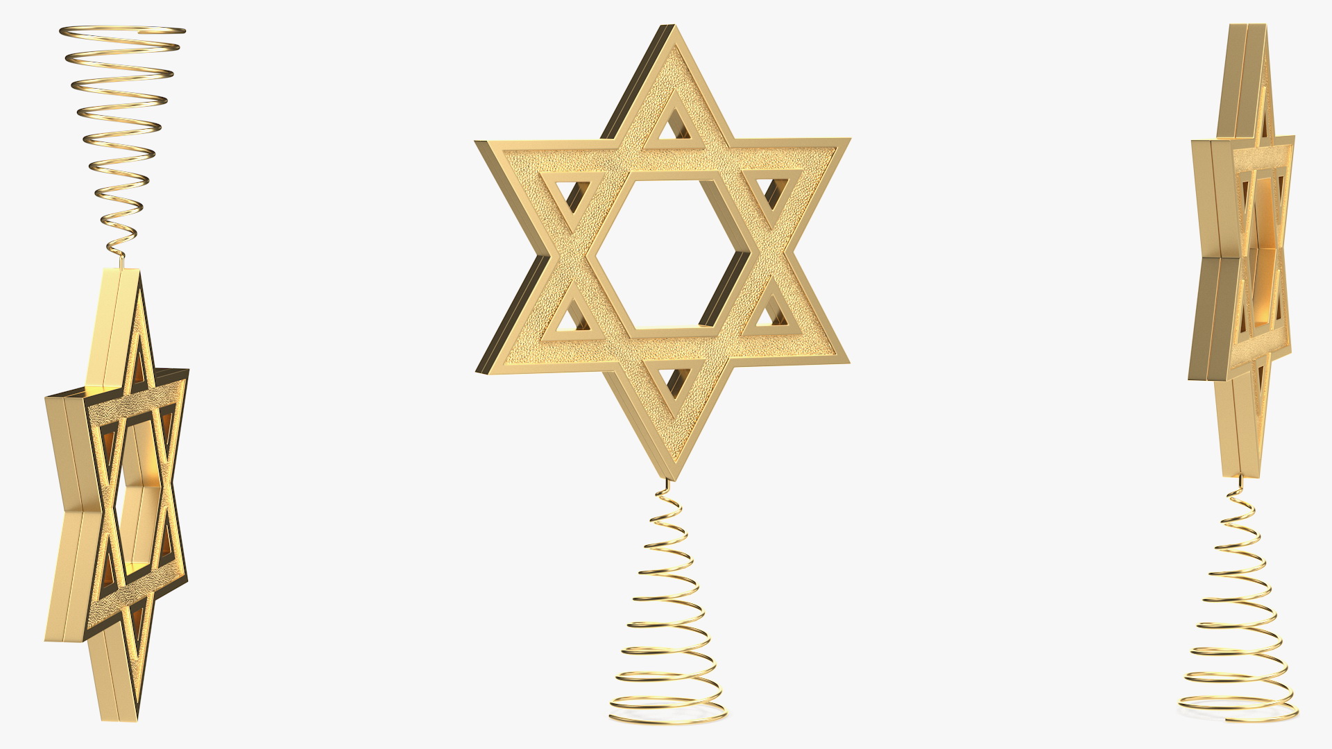 3D model Star of David Tree Topper Gold