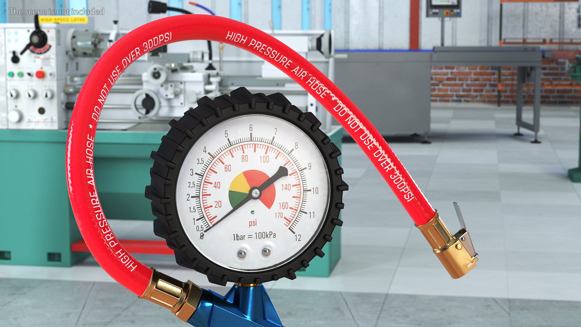 3D Tire Inflator Dial Pressure Gauge Air Compressor Blue model