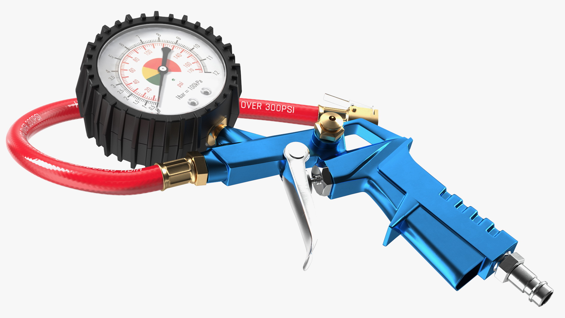 3D Tire Inflator Dial Pressure Gauge Air Compressor Blue model
