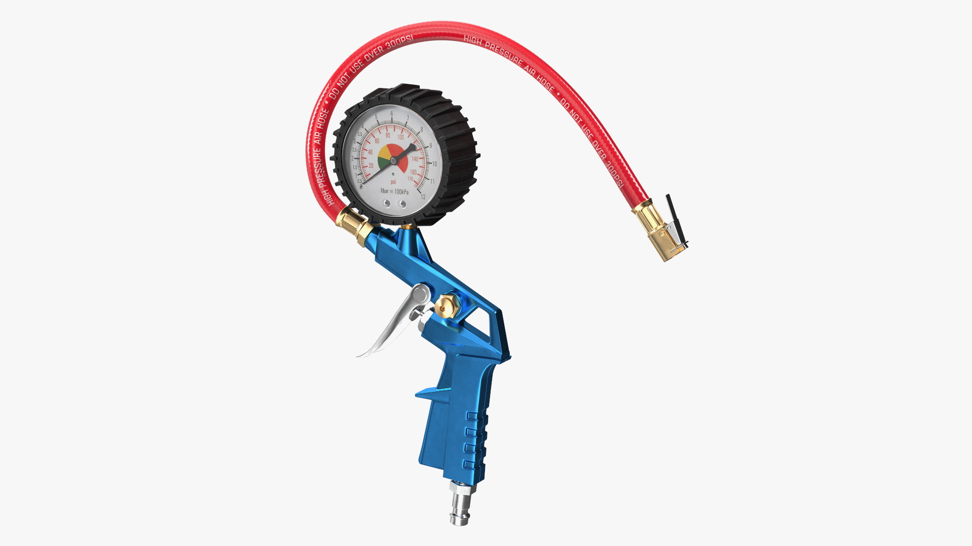 3D Tire Inflator Dial Pressure Gauge Air Compressor Blue model