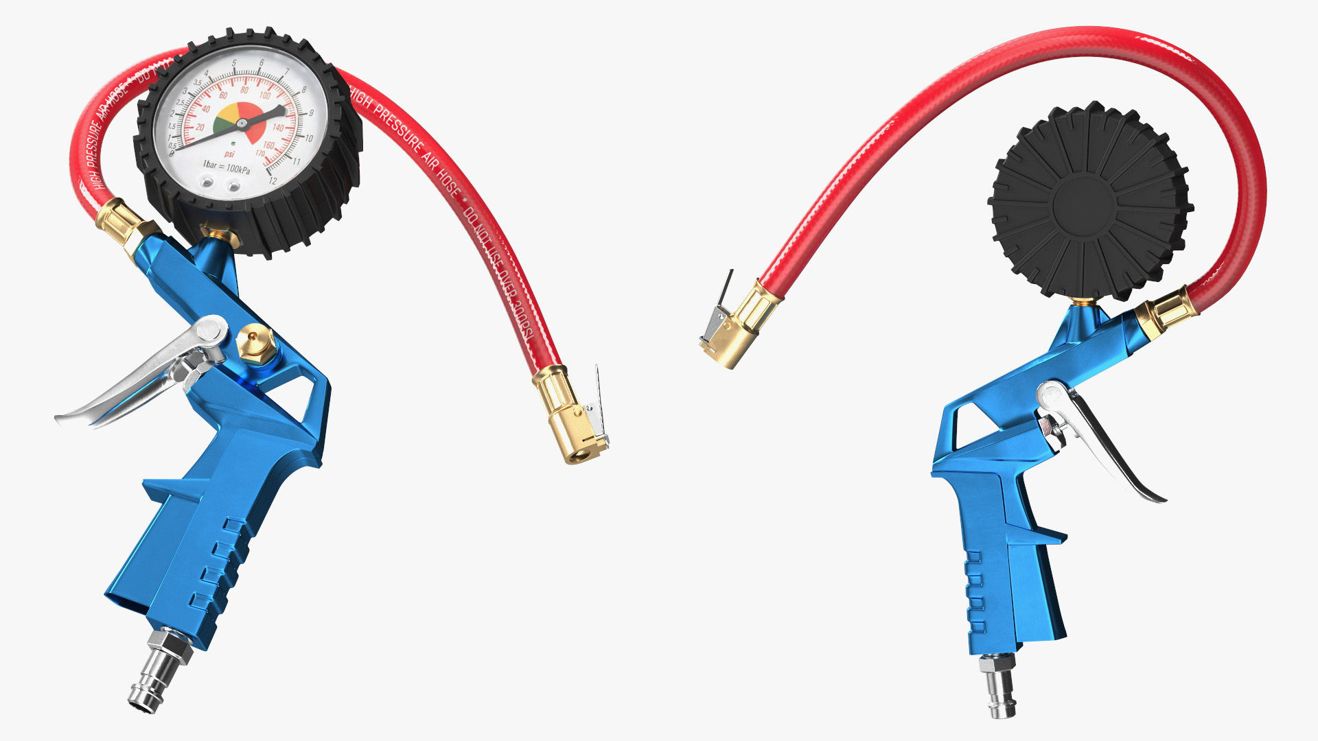 3D Tire Inflator Dial Pressure Gauge Air Compressor Blue model