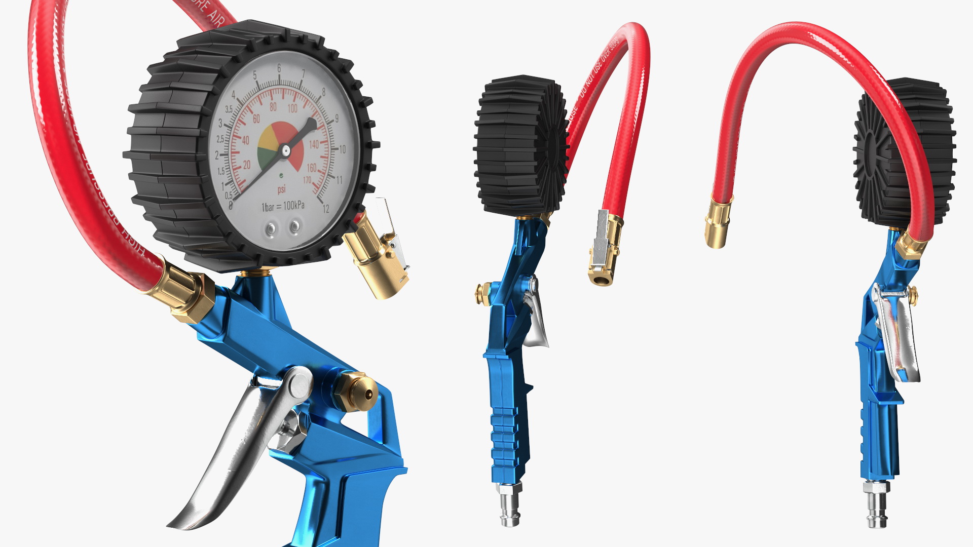 3D Tire Inflator Dial Pressure Gauge Air Compressor Blue model