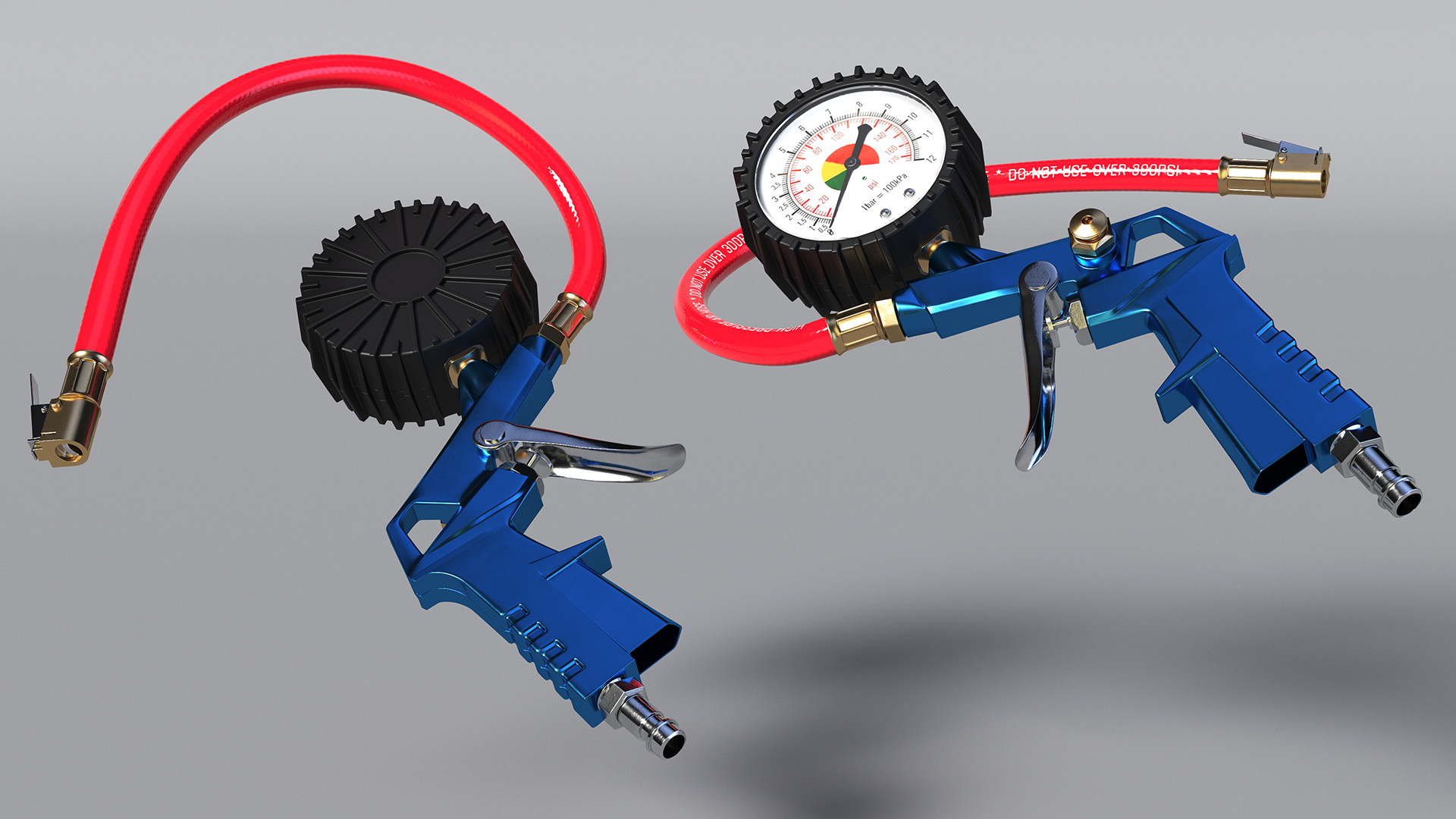 3D Tire Inflator Dial Pressure Gauge Air Compressor Blue model