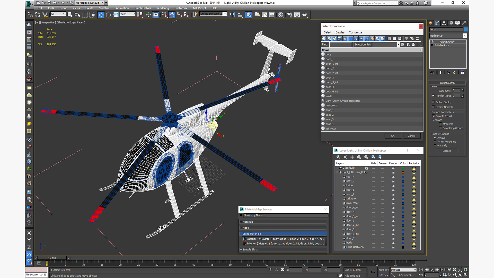 3D Light Utility Civilian Helicopter model