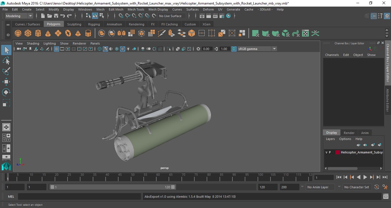 3D model Helicopter Armament Subsystem with Rocket Launcher