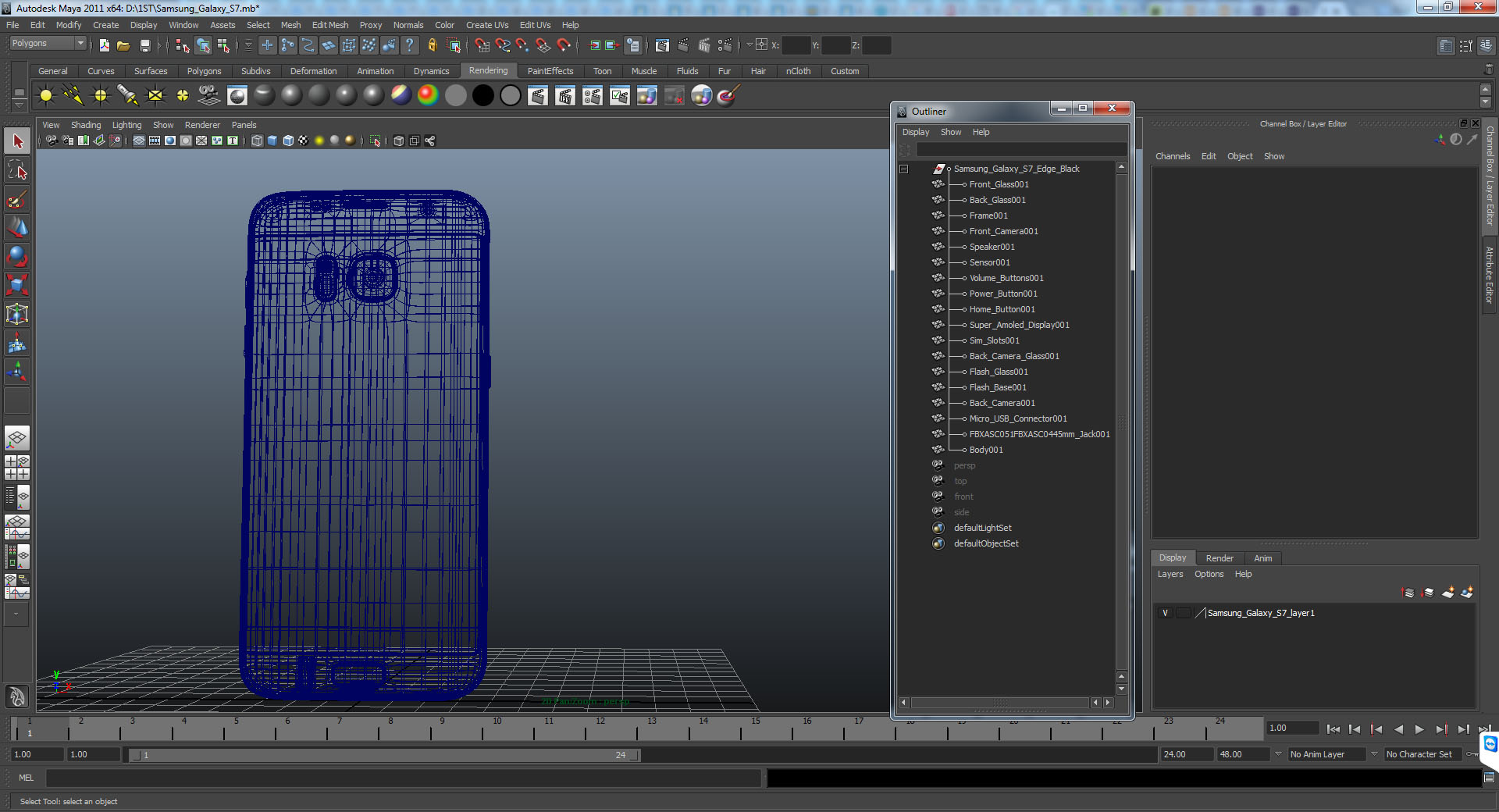 3D Samsung Galaxy S7 Edge Coral Blue model