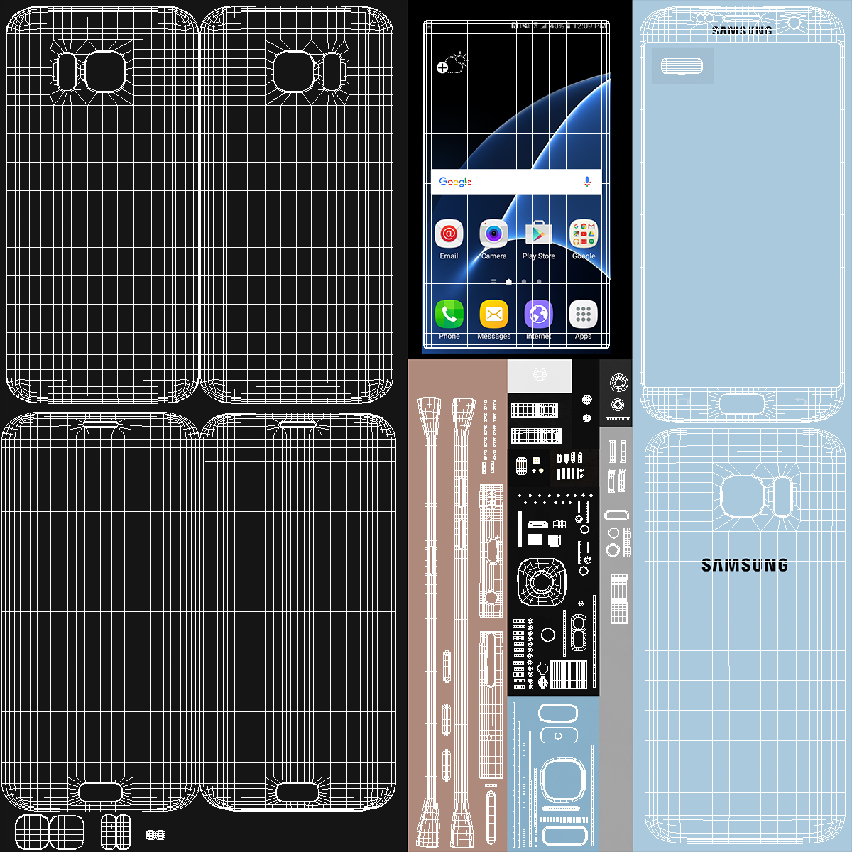 3D Samsung Galaxy S7 Edge Coral Blue model