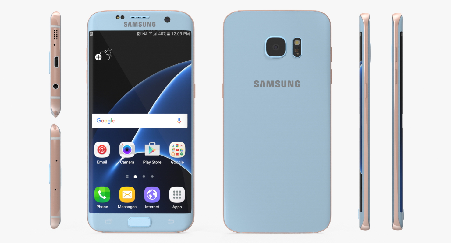 3D Samsung Galaxy S7 Edge Coral Blue model