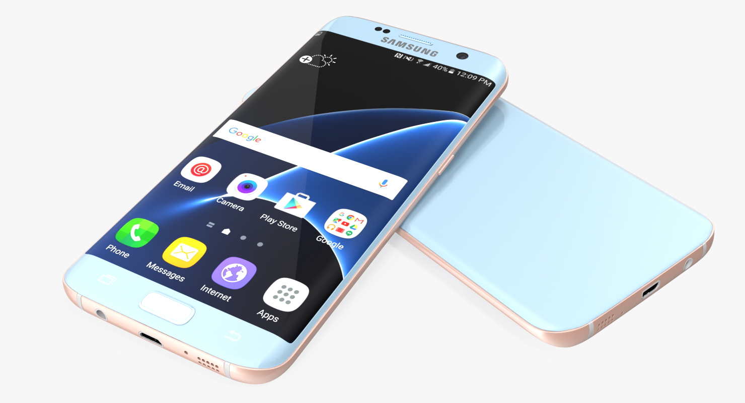 3D Samsung Galaxy S7 Edge Coral Blue model