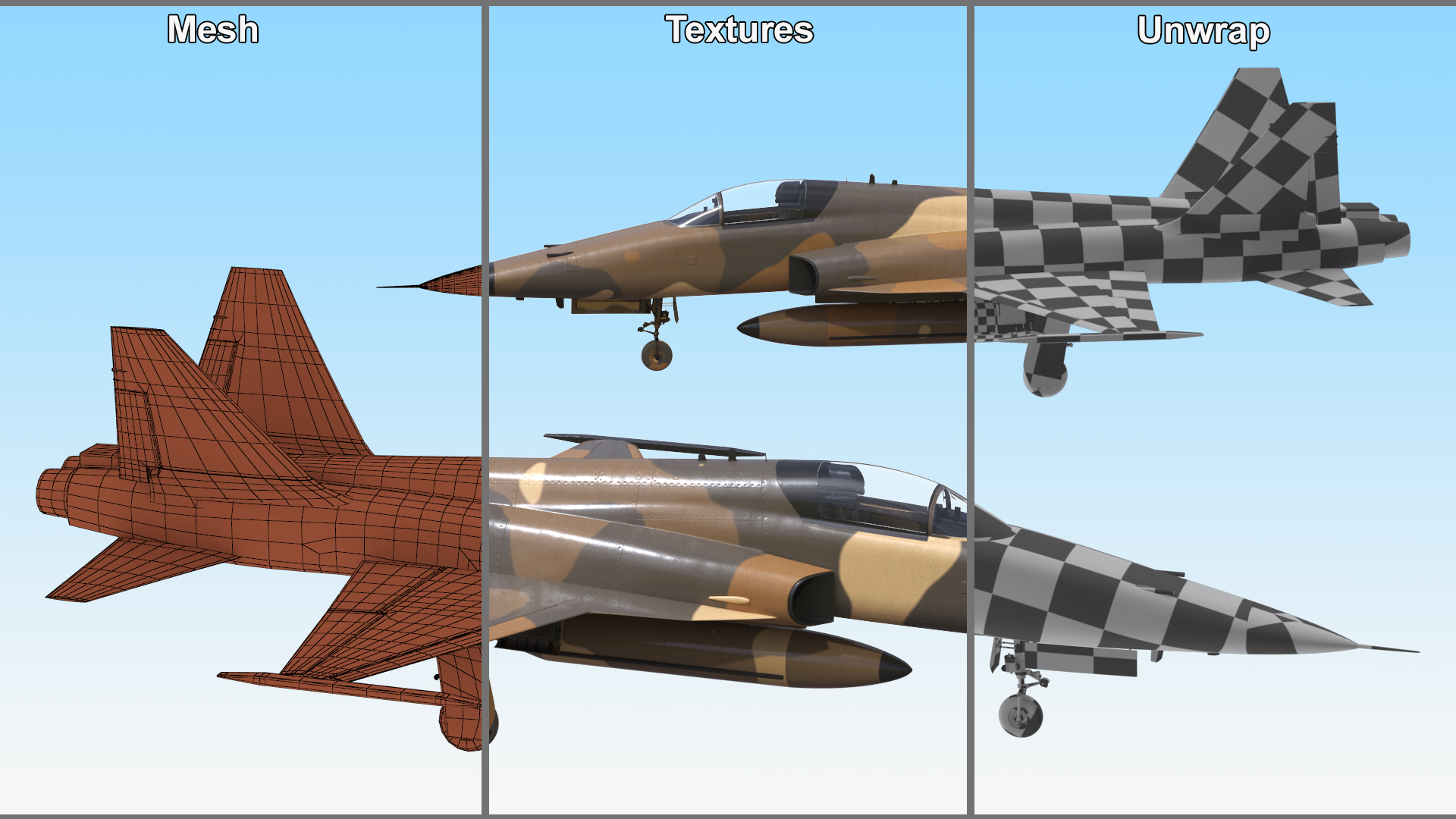 3D Sand Camouflaged Military Fighter Jet Simplified model