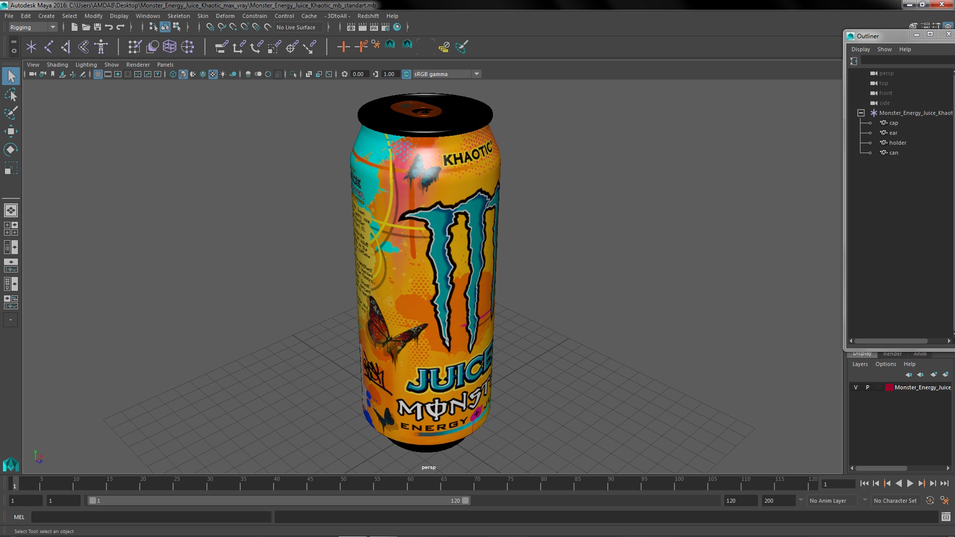 3D Monster Energy Juice Khaotic model