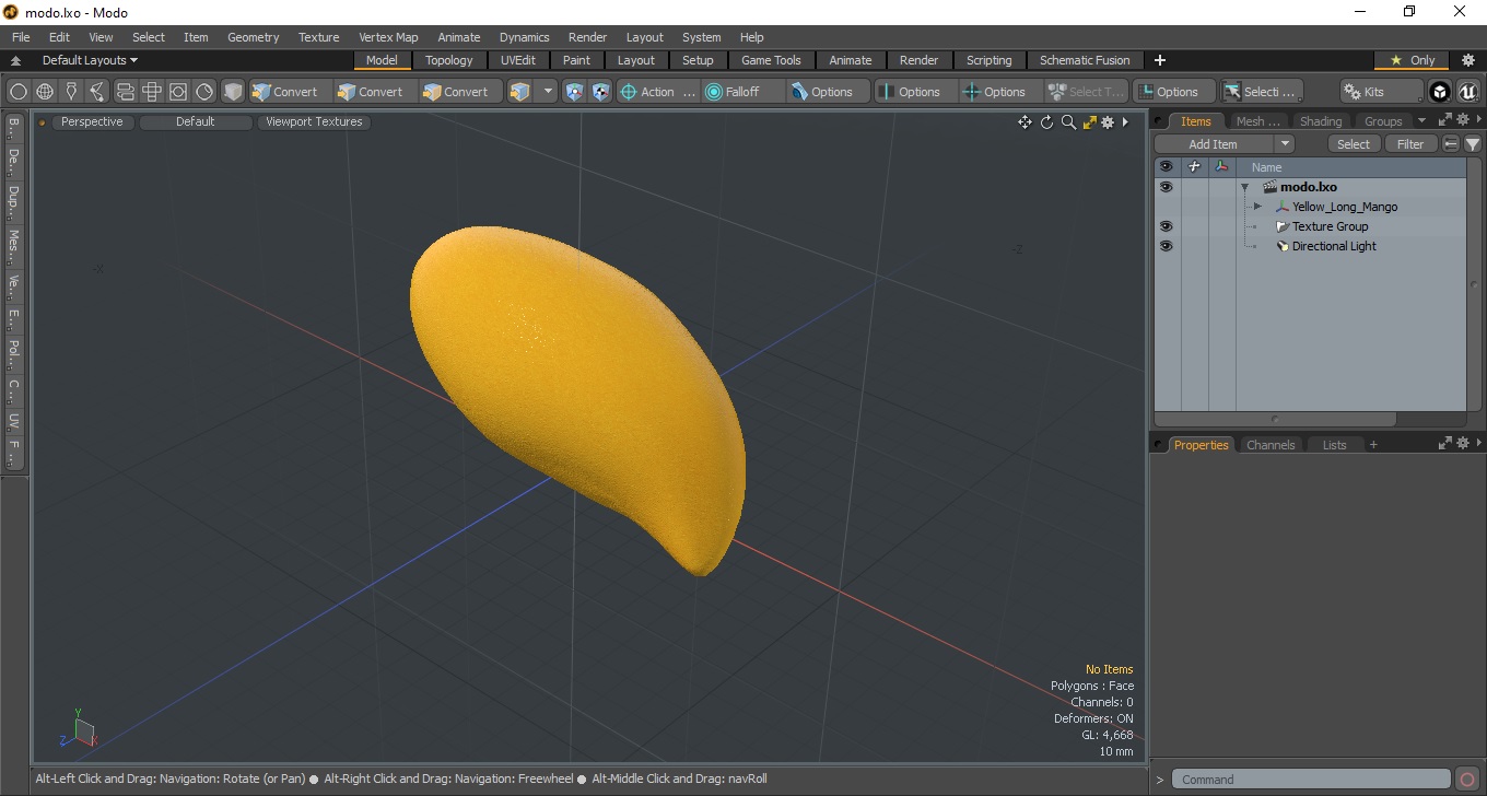 Yellow Long Mango 3D