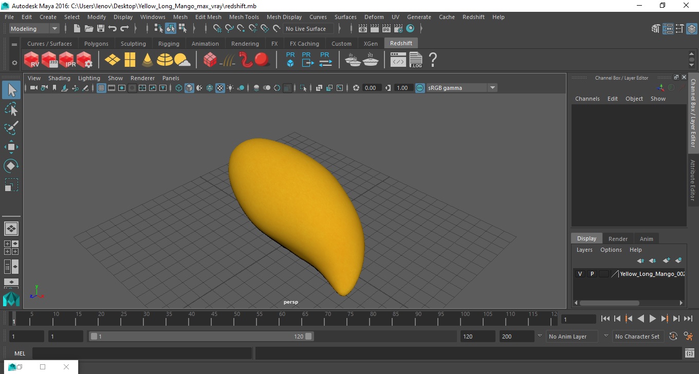 Yellow Long Mango 3D