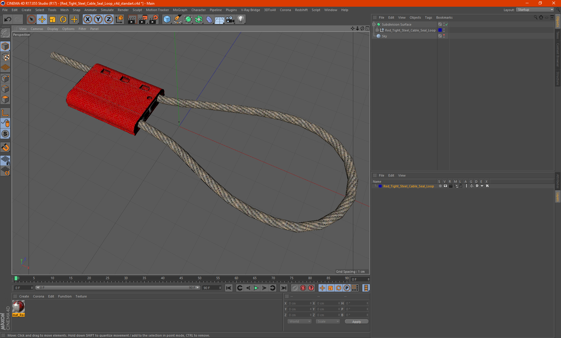 3D Red Tight Steel Cable Seal Loop