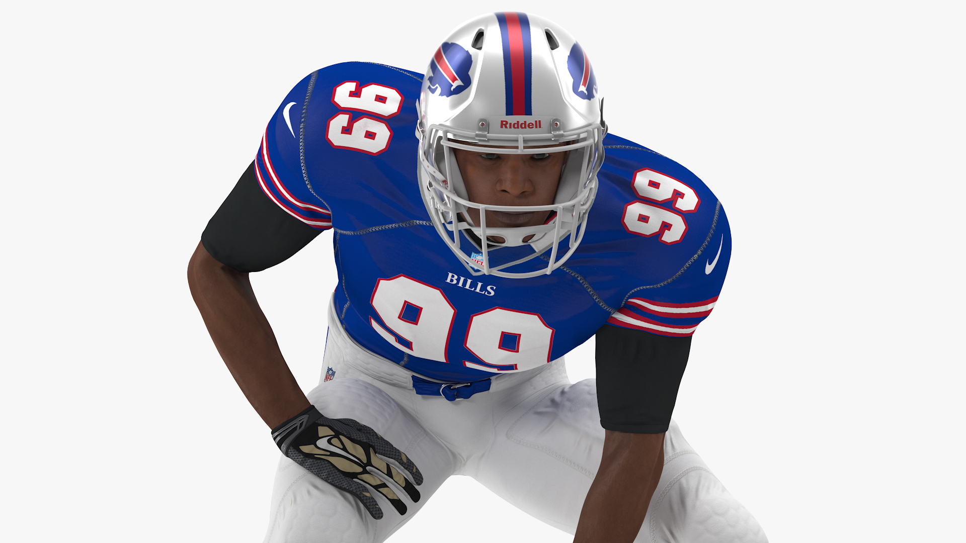 Buffalo Bills American Football Player Crouching Fur 3D