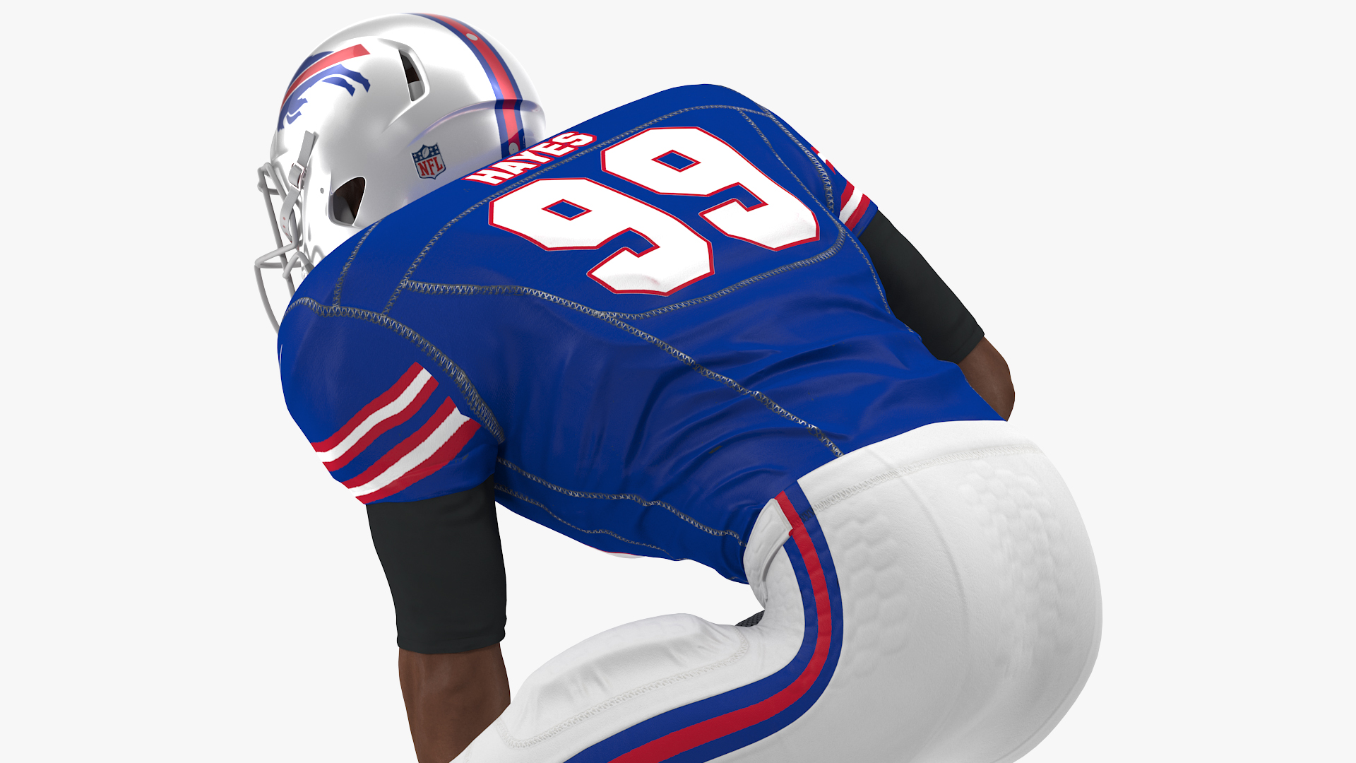 Buffalo Bills American Football Player Crouching Fur 3D