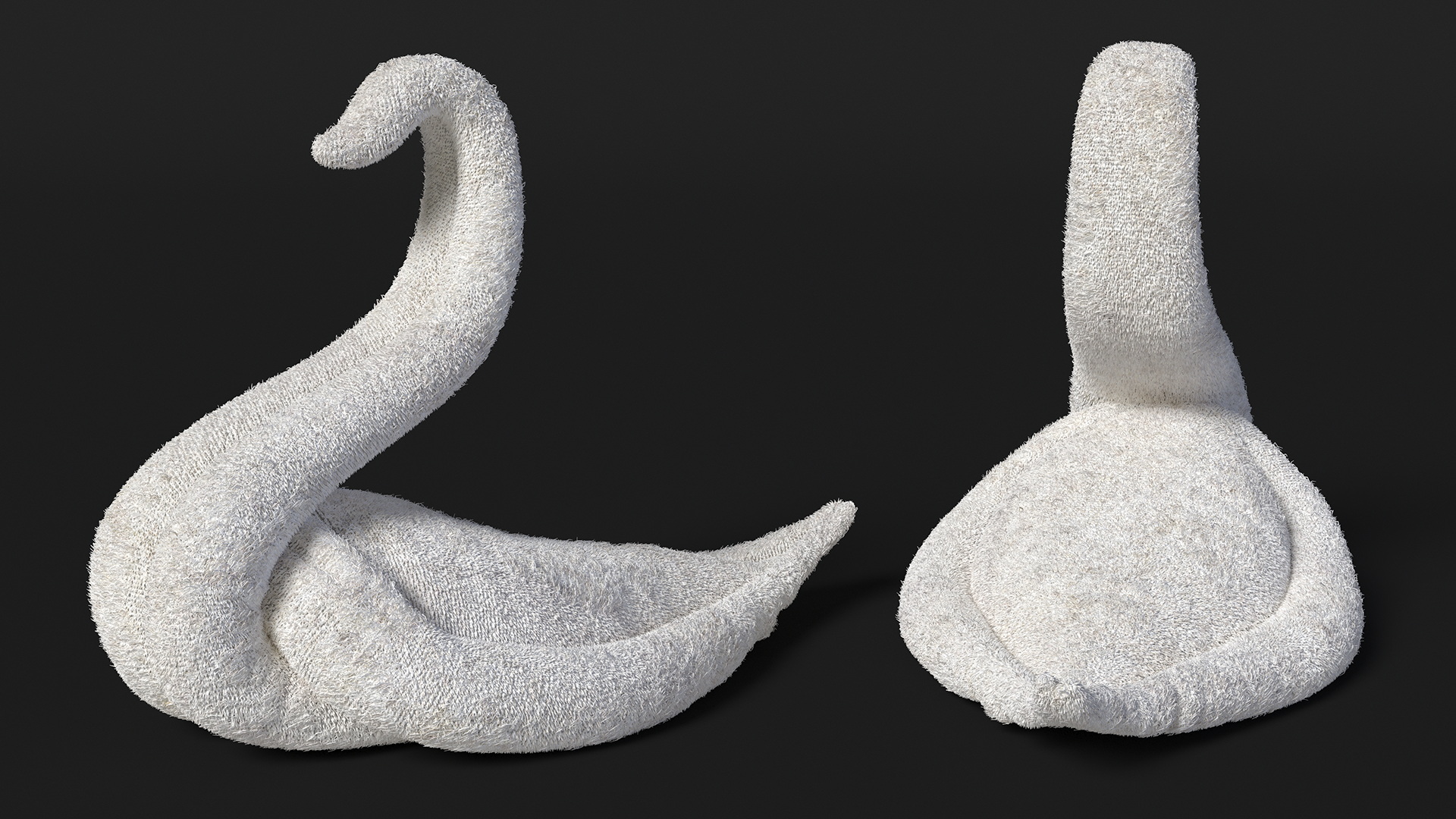 3D Towel Swan with Folded Wings White Fur model
