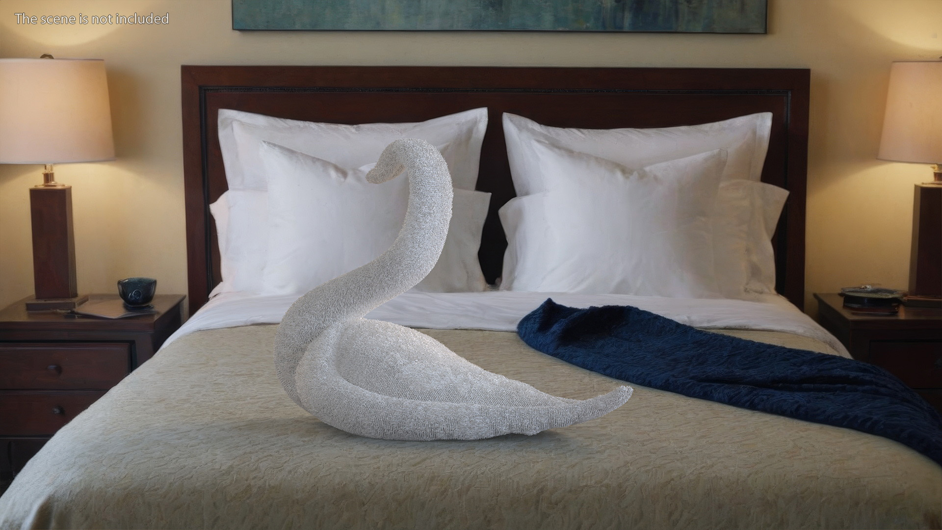 3D Towel Swan with Folded Wings White Fur model