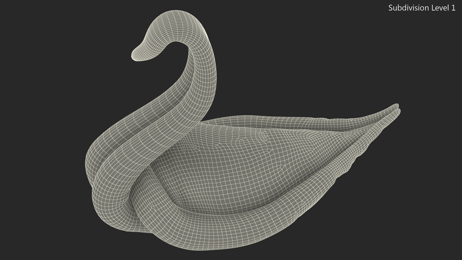 3D Towel Swan with Folded Wings White Fur model