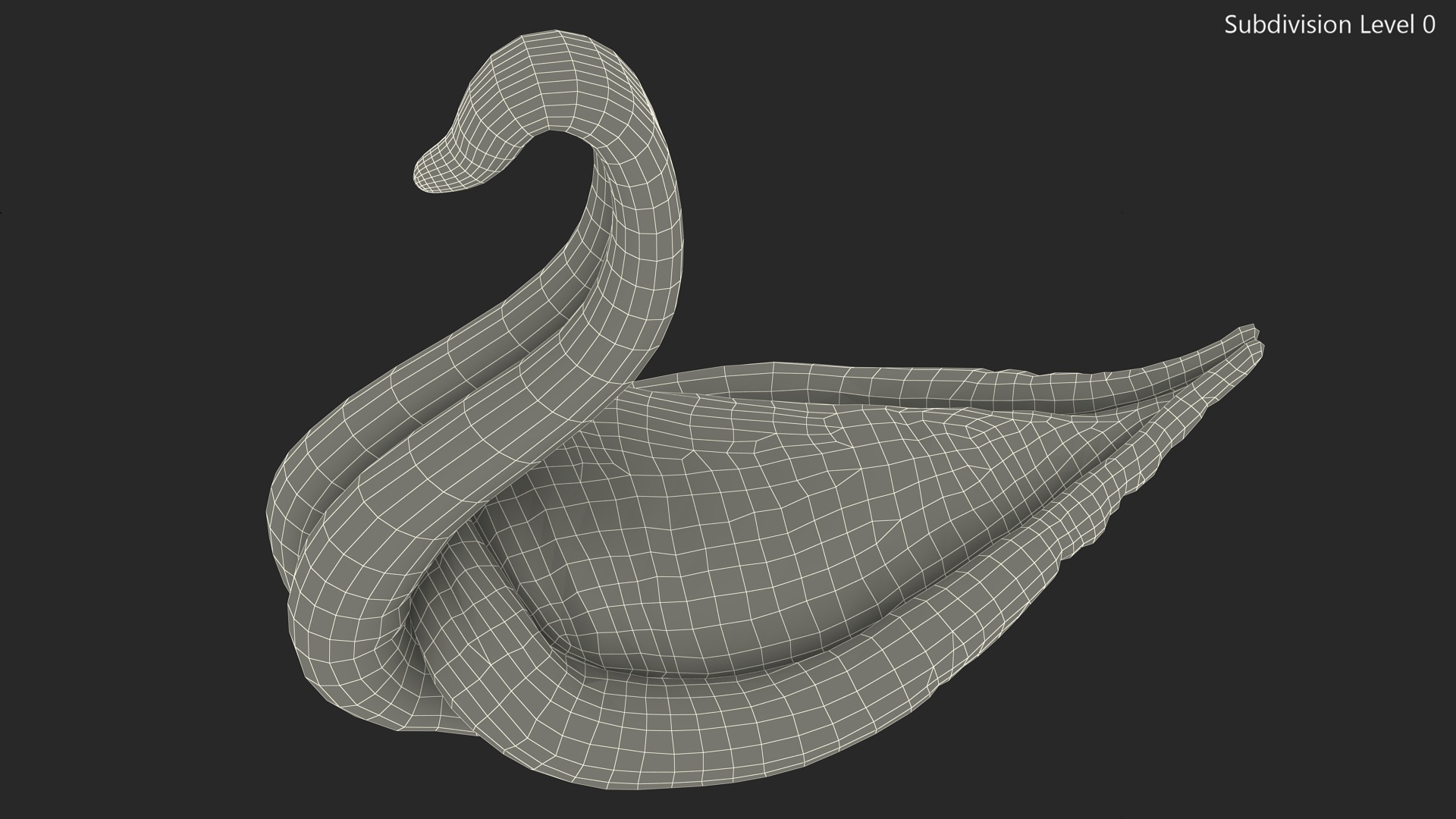 3D Towel Swan with Folded Wings White Fur model