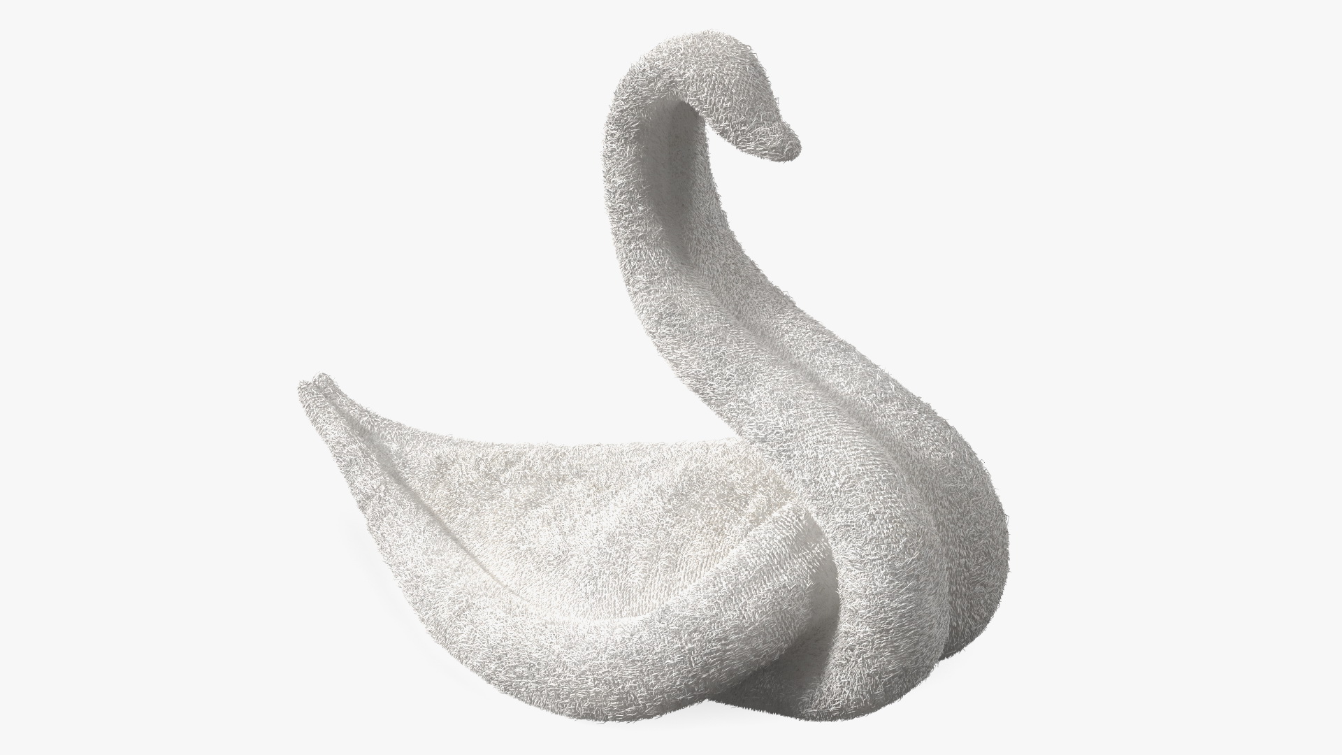 3D Towel Swan with Folded Wings White Fur model