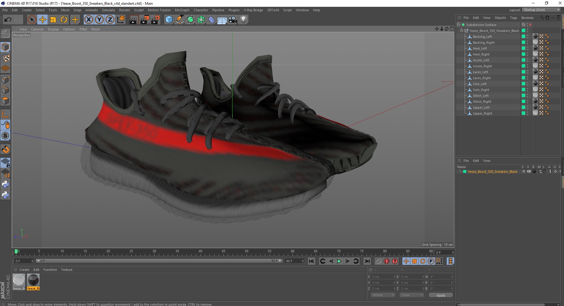 3D model Yeeze Boost 350 Sneakers Black