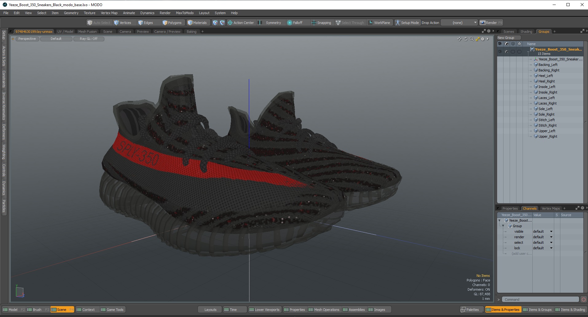 3D model Yeeze Boost 350 Sneakers Black