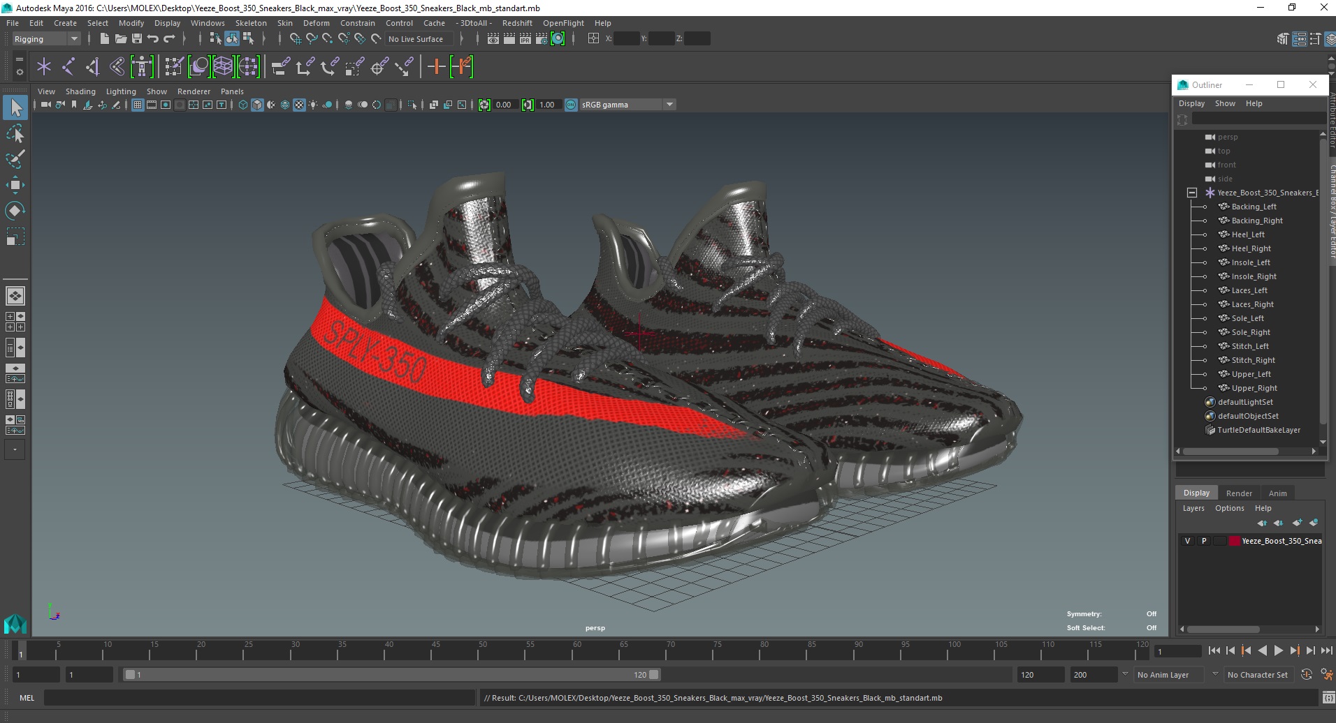 3D model Yeeze Boost 350 Sneakers Black