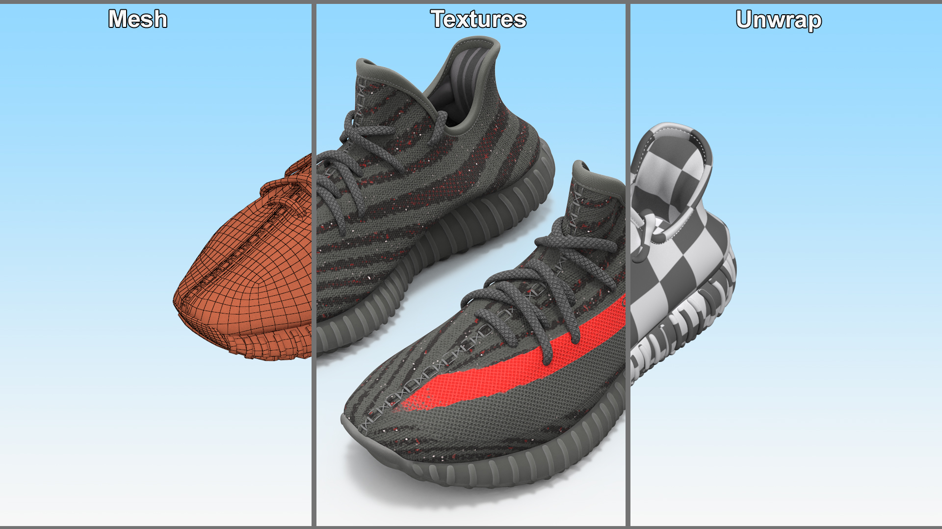 3D model Yeeze Boost 350 Sneakers Black
