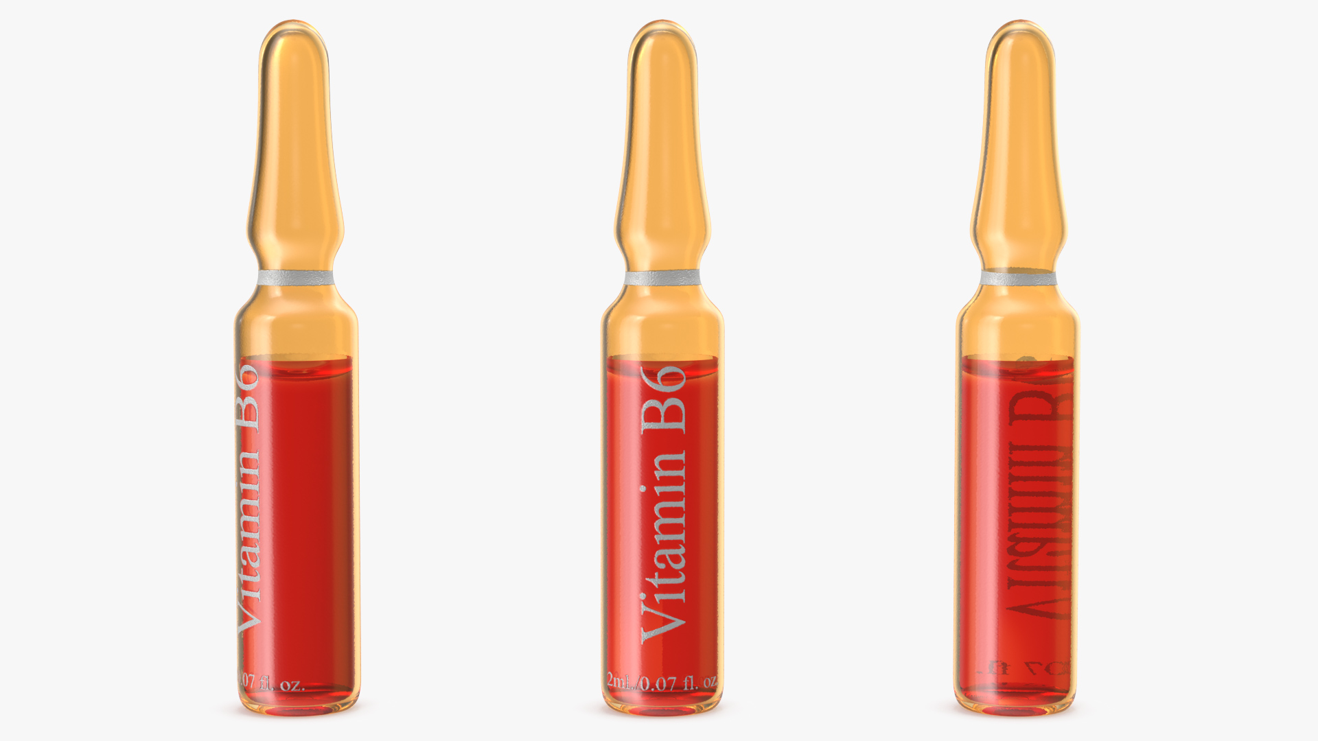 Vitamin B6 Pyridoxine 2ml Amber Ampoule 3D model