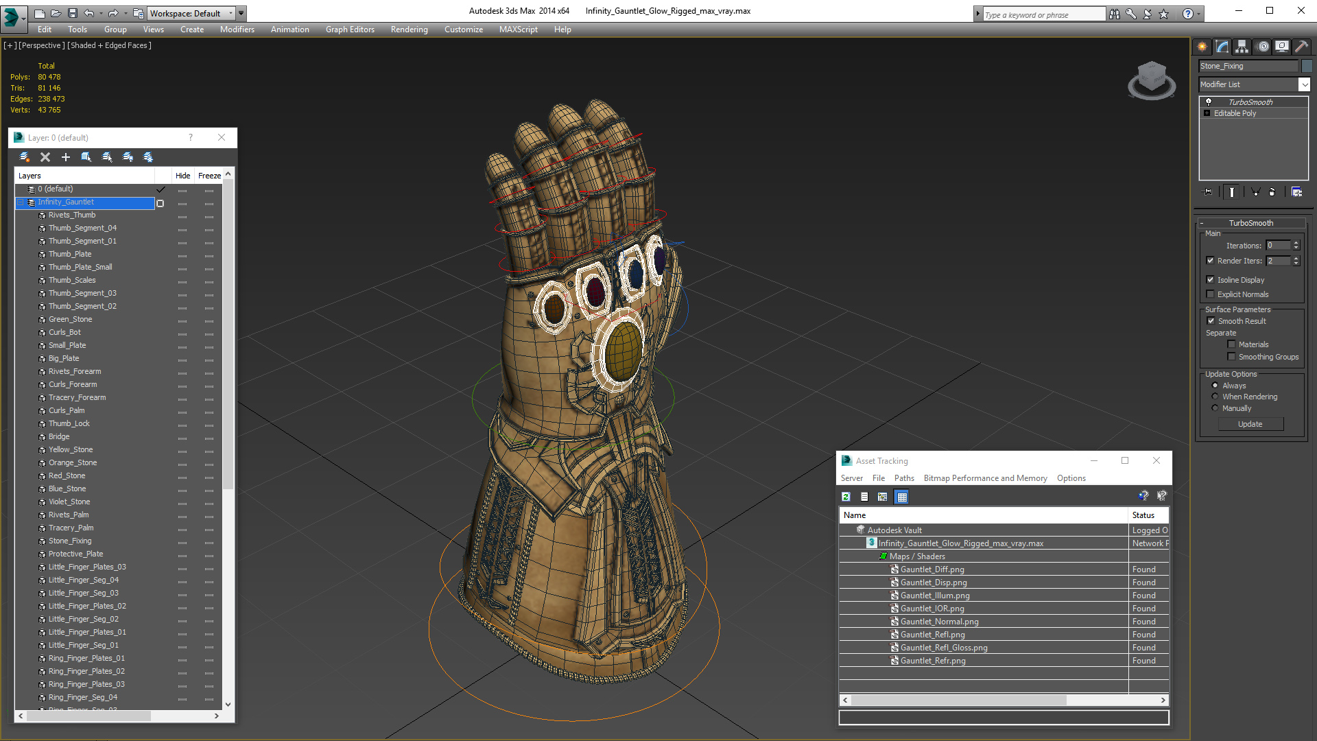 Infinity Gauntlet Glow Rigged 3D model