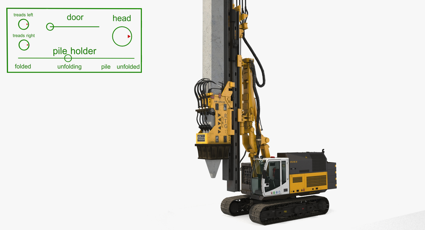 3D model Bauer RG16T Pile Driver Rigged