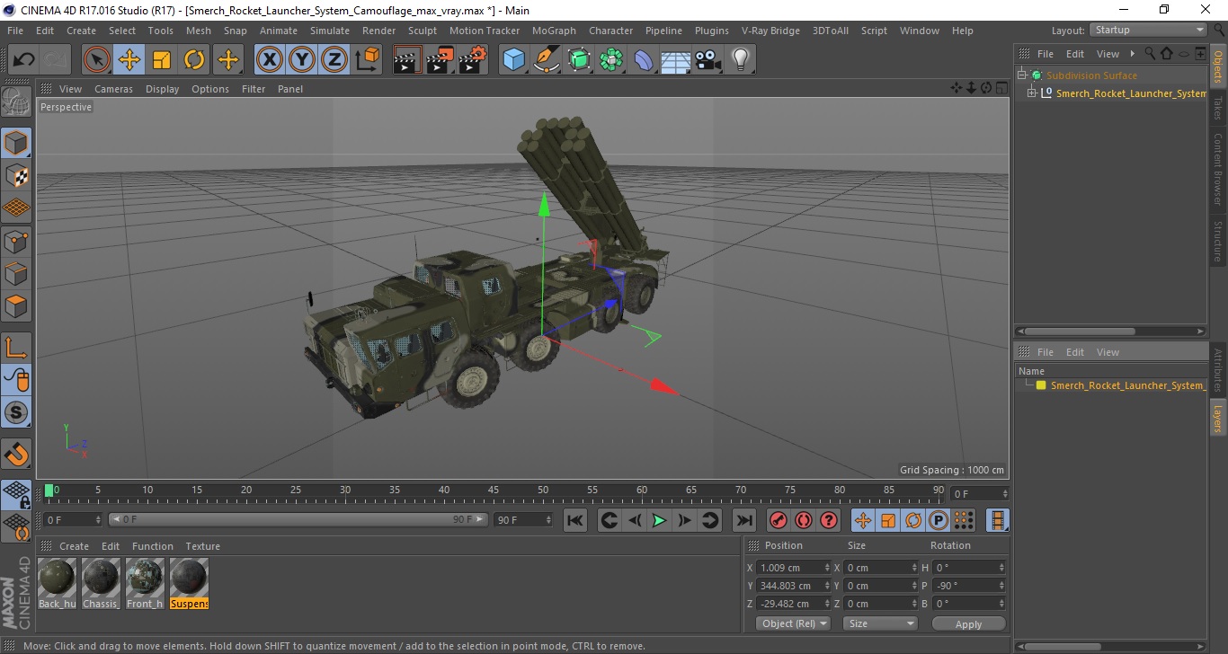 3D model Smerch Rocket Launcher System Camouflage