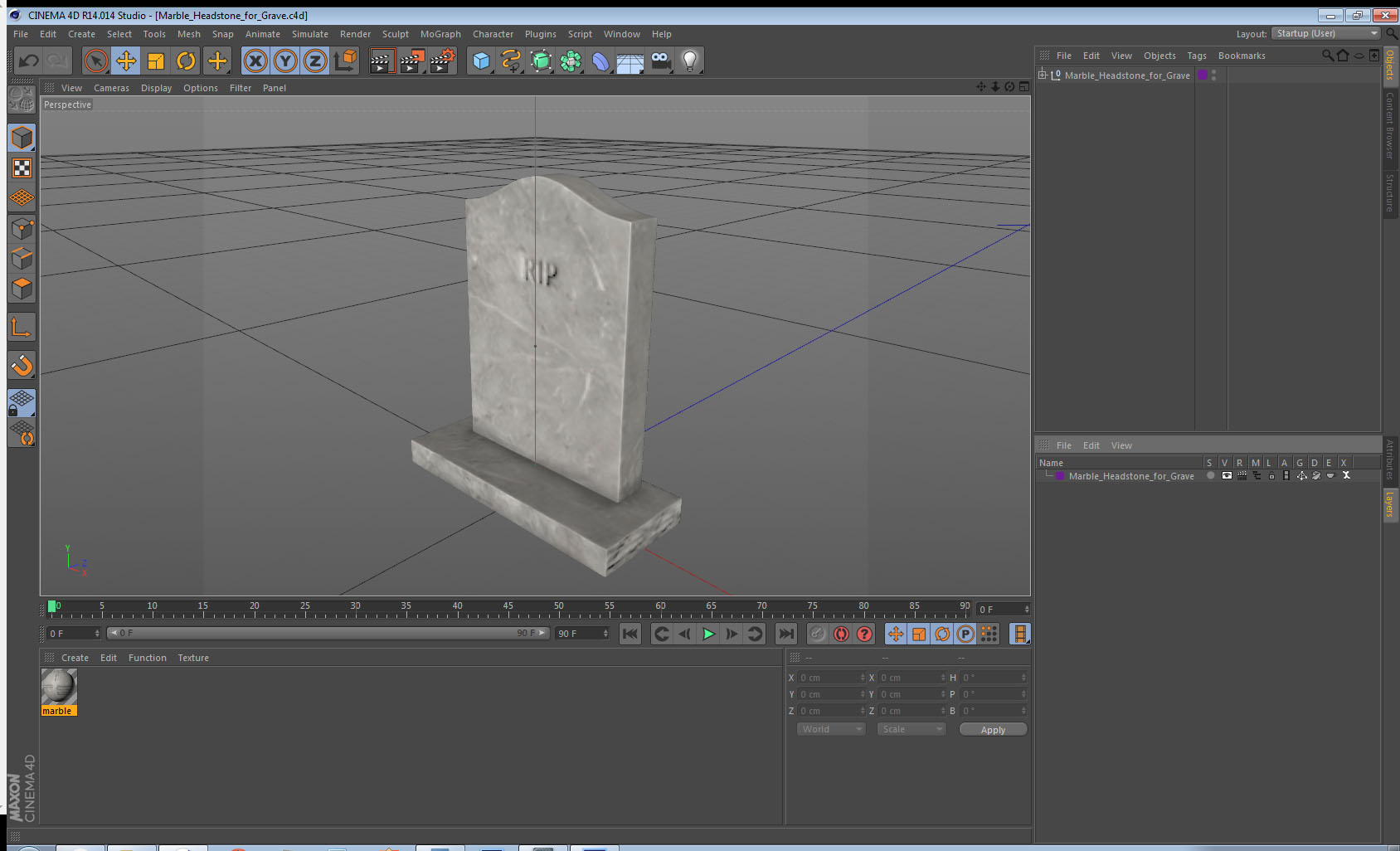 3D Marble Headstone for Grave