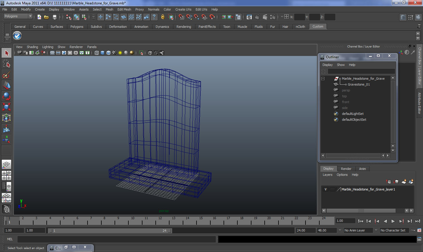 3D Marble Headstone for Grave