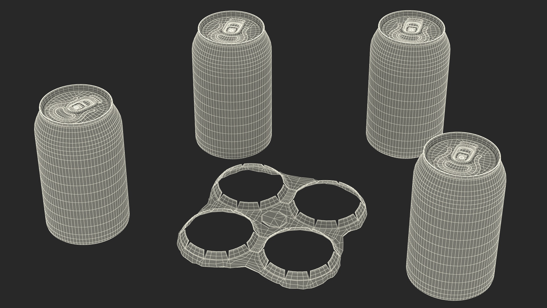 3D Small Can Cardboard Holder 4 Pack model